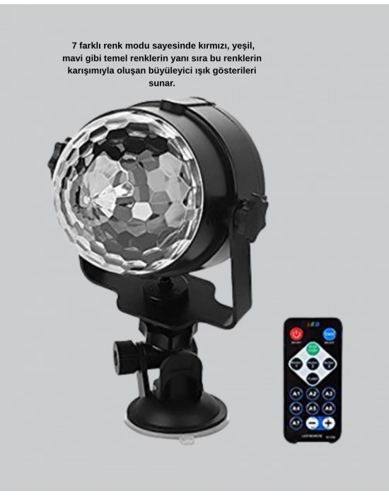 ® Ritme Duyarlı LED Disko Topu – Renkli Işık Gösterili Parti Lambası