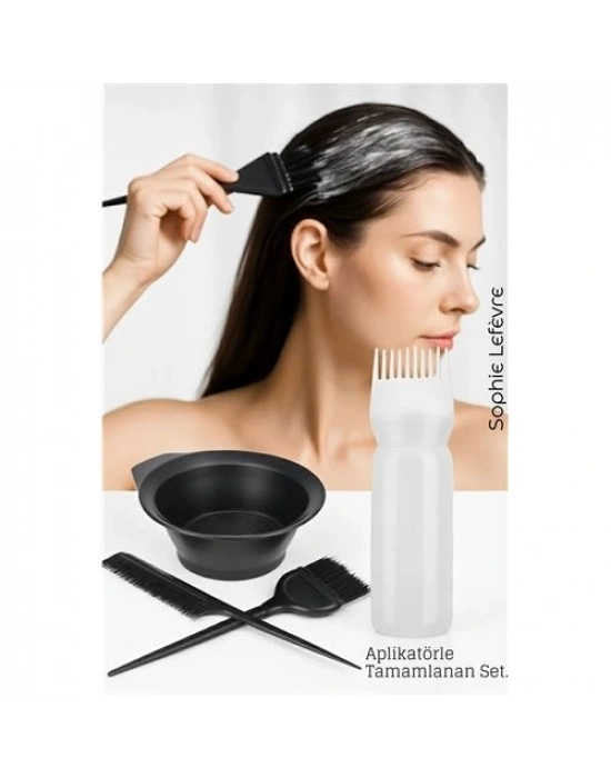 ® Saç Boyama Seti 3’lü ve Saç Boyası Eşit Dağıtım Şişesi  Tarak, Seti Fırça, Boya Kabı