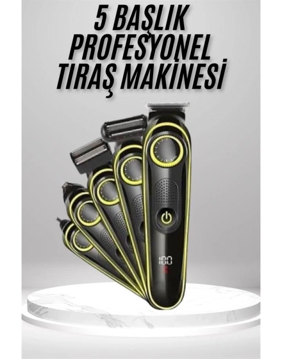 ® Saç Sakal Vücut Tıraş Makinesi 5in1 Kablosuz Burun Kulak Tıraş Makinesi