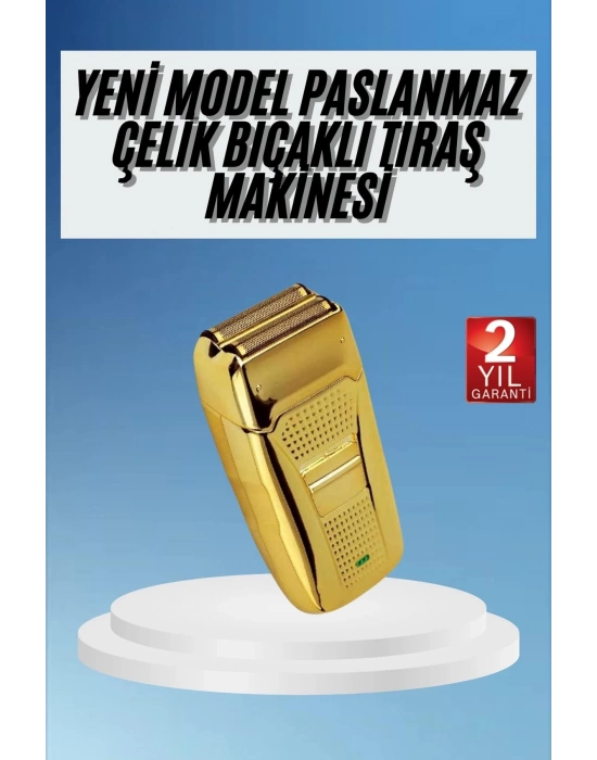 ® Sakal Kesme Tıraş Makinesi Paslanmaz Çelik Gold Şarjlı