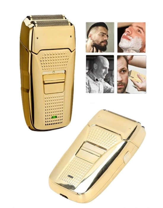 ® Sakal Kesme Tıraş Makinesi Paslanmaz Çelik Gold Şarjlı