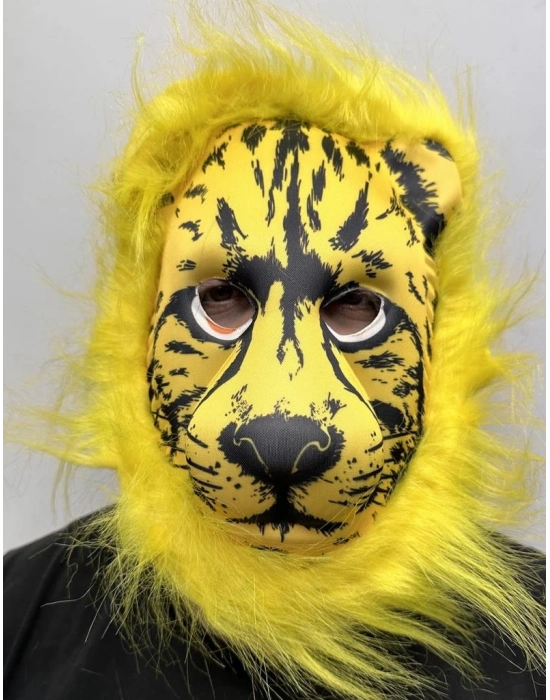 Sarı Yeleli Sarı Saçlı Aslan Maskesi Mega Peluş 2 No