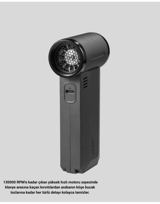 ® Şarjlı 130000 RPM Hava Üflemeli ve Vakumlu Araç Ev Temizlik Makinesi