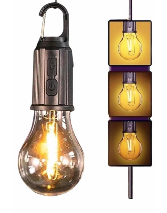 ® Şarjlı Dekoratif Kamp Lambası Askılı Ampul Led Işık Type-C Girişli
