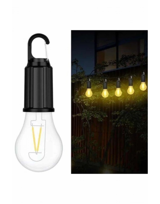 ® Şarjlı Dekoratif Kamp Lambası Askılı Ampul Led Işık Type-C Girişli