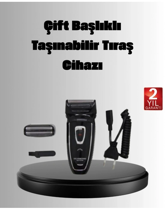 ® Şarjlı Kablosuz Tıraş Makinesi Çift Başlık Kuru Tıraş Ergonomik Taşınabilir