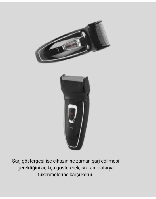 ® Şarjlı Kablosuz Tıraş Makinesi Çift Başlık Kuru Tıraş Ergonomik Taşınabilir