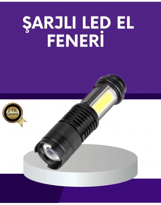 ® Şarjlı Mini LED El Feneri 2000 Lümen Su Geçirmez