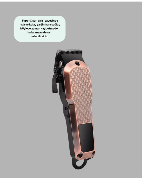 ® Şarjlı Saç Kesme Makinesi – 4 Kademeli Ayar, LCD Ekran ve Hızlı Şarj Desteği