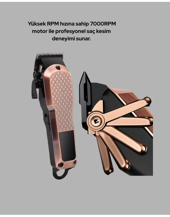 ® Şarjlı Saç Kesme Makinesi – Type-C Girişli, LCD Ekranlı ve Sessiz Motor