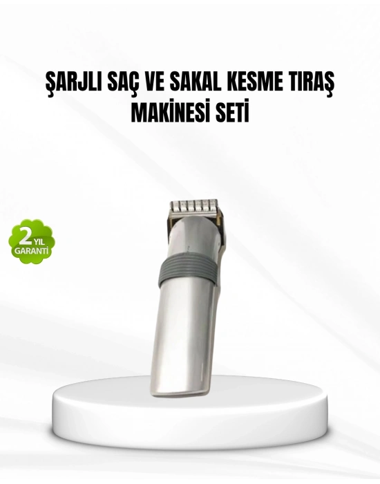 ® Şarjlı Saç ve Sakal Kesme Makinesi – Paslanmaz Çelik Bıçak, Ayarlanabilir Başlık