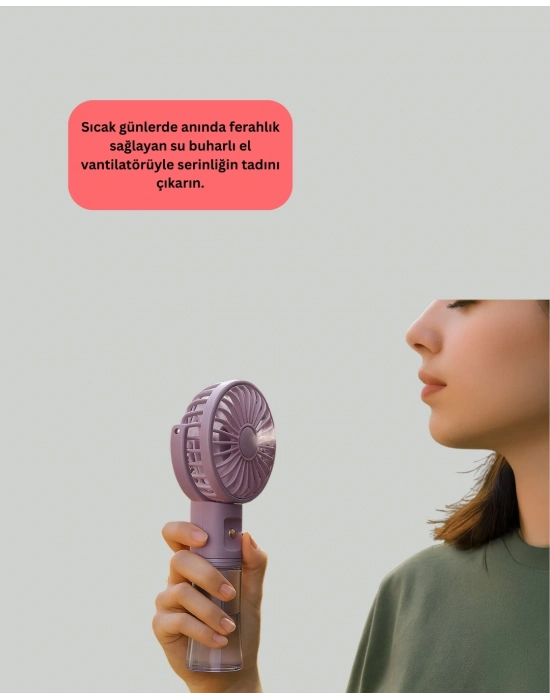 ® Şarjlı Su Buharlı El Vantilatörü – Taşınabilir Serinletici Fan