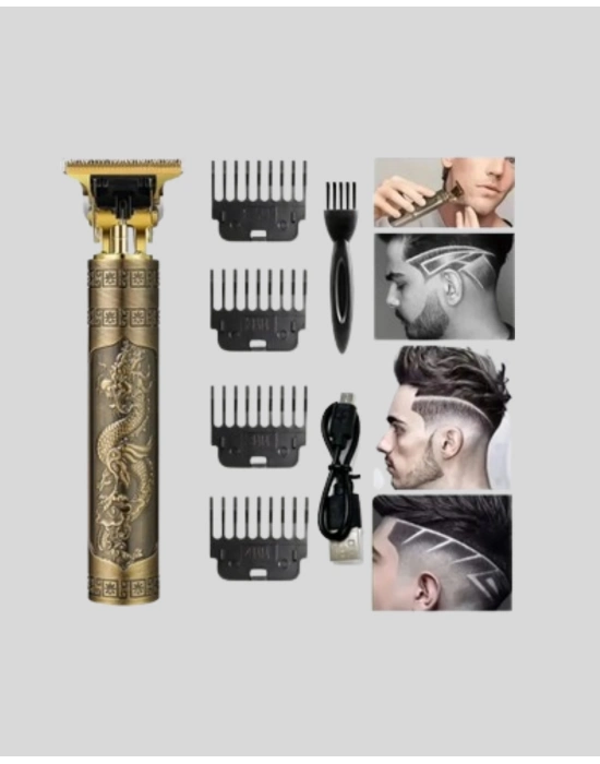 ® Şarjlı T Bıçaklı Saç ve Sakal Tıraş Makinesi – 3 Başlıklı, Güçlü Motorlu, 2 Saat Kullanım