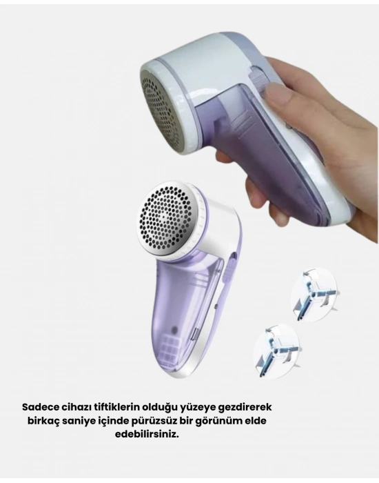 ® Şarjlı Tiftik Temizleyici – Çıkarılabilir Hazneli, Anti-Statik Fırçalı, USB Şarjlı