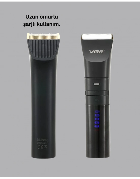 ® Şarjlı Tıraş Makinesi – Dijital Ekranlı, IPX7 Su Geçirmez, Titanyum Bıçaklı