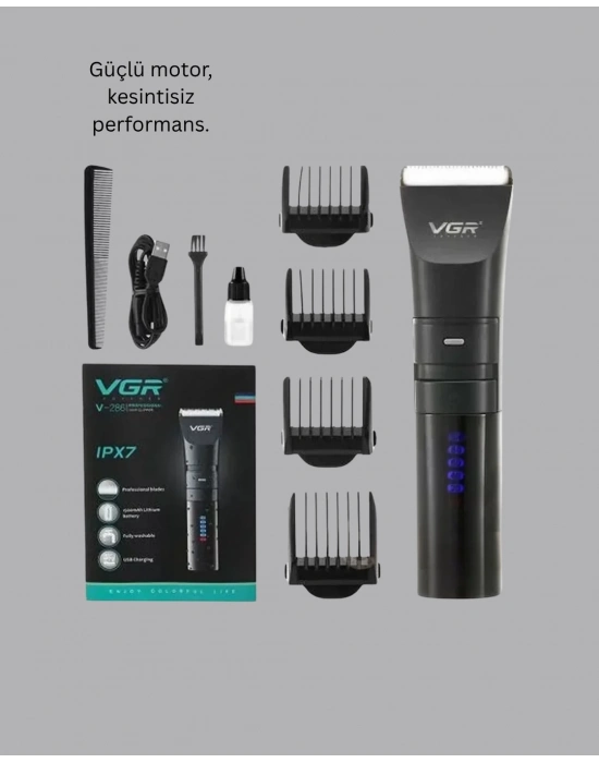 ® Şarjlı Tıraş Makinesi – Dijital Ekranlı, IPX7 Su Geçirmez, Titanyum Bıçaklı