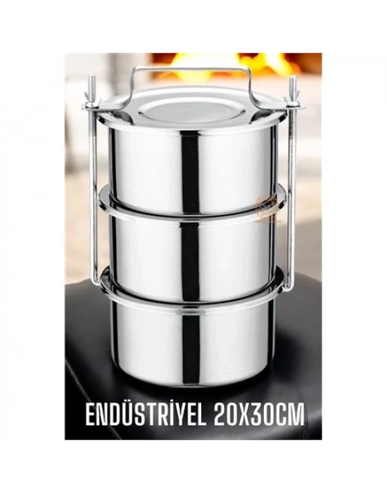 ® Sefer Tası Endüstriyel Yemek Kabı 430 Paslanmaz Çelik  XXL 20X10 CM