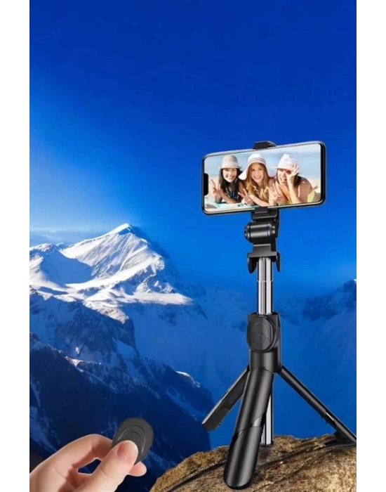 ® Selfie Çubuğu Tripod Kumandalı Telefon Tutucu Siyah