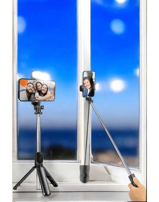 ® Selfie Çubuğu Tripod Kumandalı Telefon Tutucu Siyah