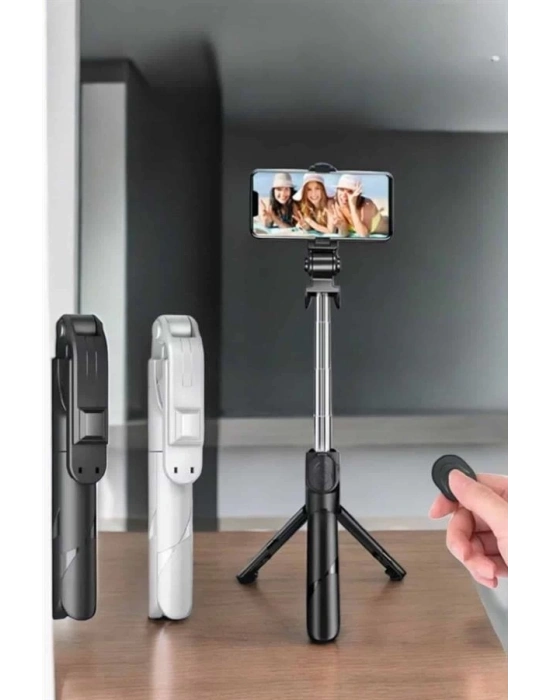 ® Selfie Çubuğu Tripod Kumandalı Telefon Tutucu Siyah