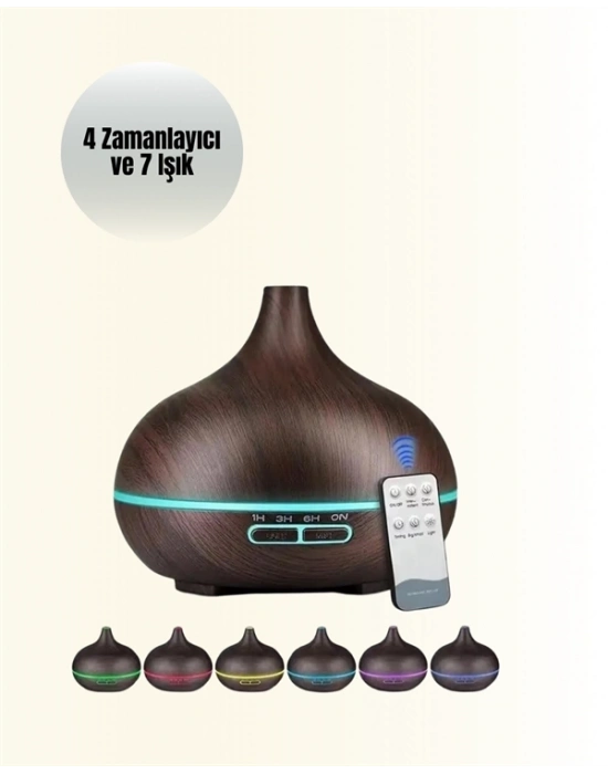 ® Sessiz Çalışan Aromaterapi Difüzörü – 4 Zaman Ayarlı, 7 Renkli Işık Seçeneği