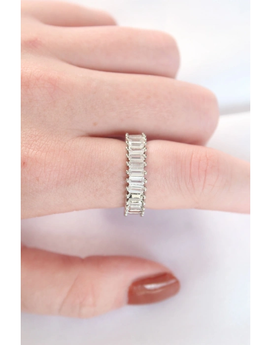 ® Sıralı Baget Taşlı Silver Renk Ayarlanabilir Yüzük