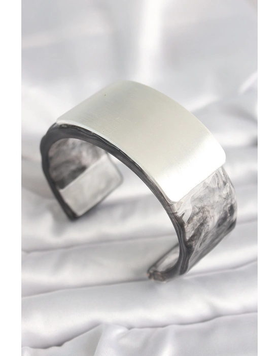 ® Siyah Mermer Desen Akrilik Plastik Dikdörtgen Plaka Model Vintage Kadın Bilezik