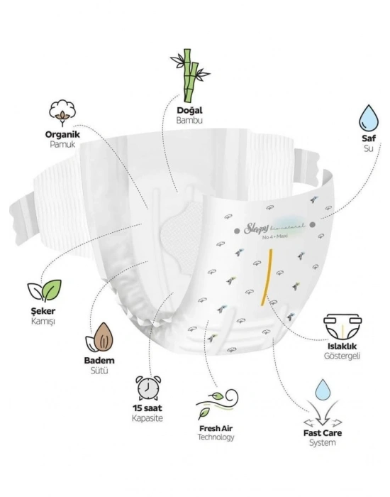 ®   Bio Natural Bebek Bezi Gross Paket 2 Beden 3-6 Kg 100 Adet