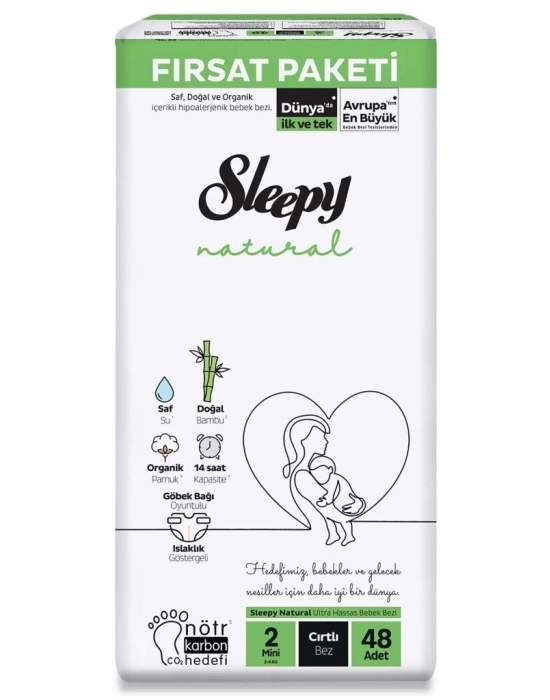 ®   Natural Bebek Bezi Fırsat Paketi 2 Beden 3-6 Kg 48 Adet