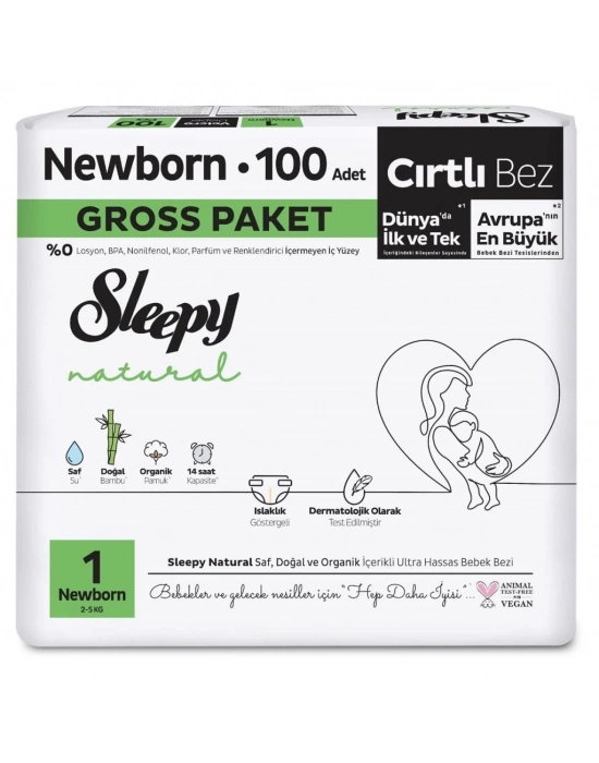 ®   Natural Bebek Bezi Gross Paket 1 Beden 2-5 Kg 100 Adet