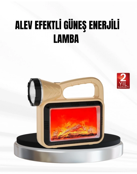 ® Solar Alev Işığı COB Teknolojili Taşınabilir El Feneri ve Kamp Lambası