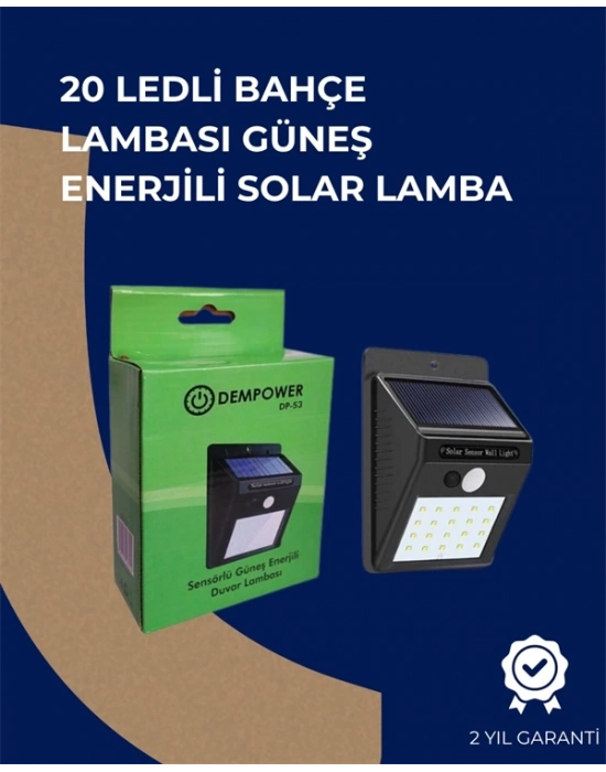 ® Solar Enerjili 20 LED Duvar Lambası | Hareket Sensörlü, Su Geçirmez, Kablo Gerektirmez