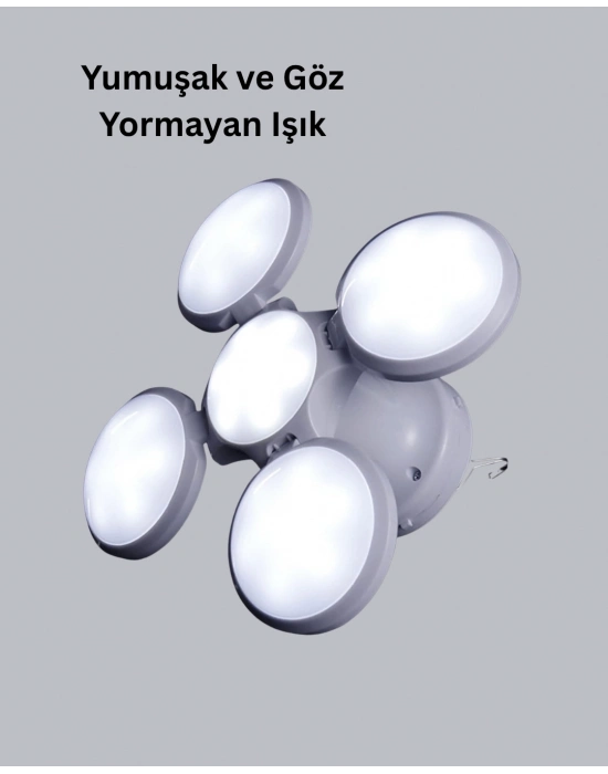 ® Solar Güneş Enerjili ve USB Şarjlı 5 Kanatlı LED Kamp Lambası