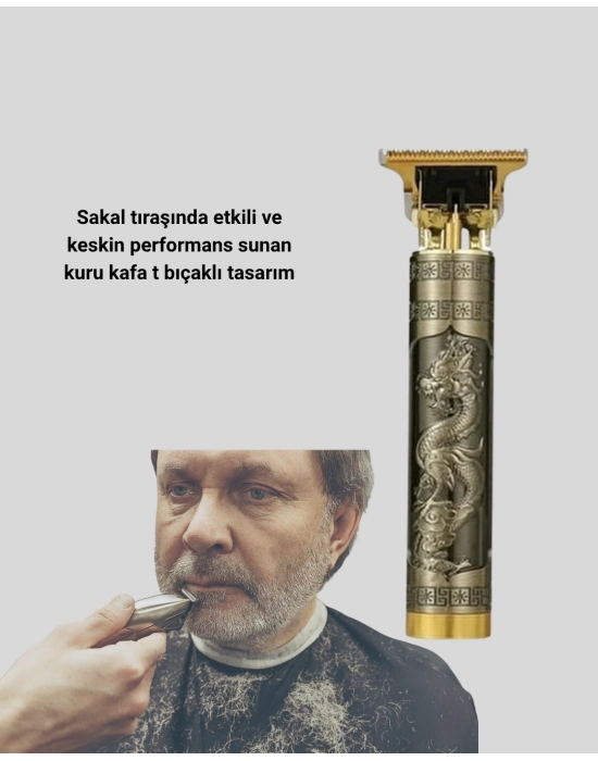 ® T Bıçaklı Profesyonel Çizik Tıraş Makinesi Seti – 120 Dakika Kullanım, Şarjlı & Kablolu