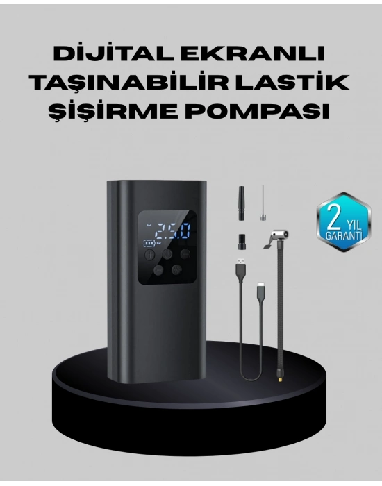 ® Taşınabilir 80W Kablosuz Lastik Şişirme Pompası Dijital Ekranlı