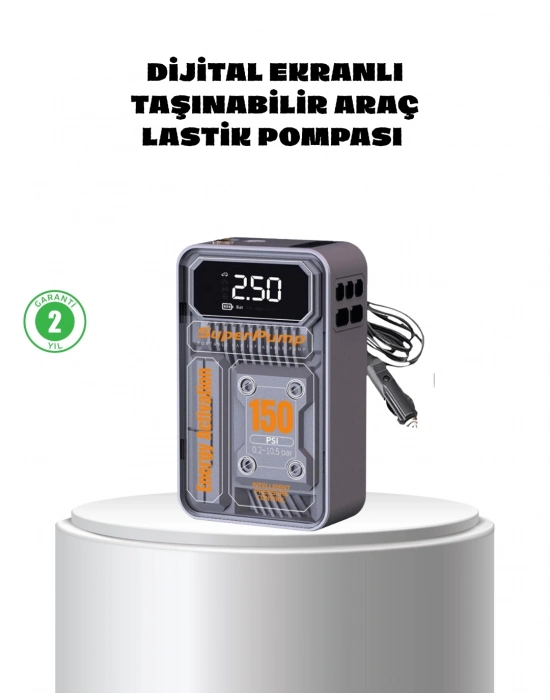 ® Taşınabilir Kablosuz Hava Pompası – 150 PSI Güçlü Basınç ve 6000mAh Şarjlı