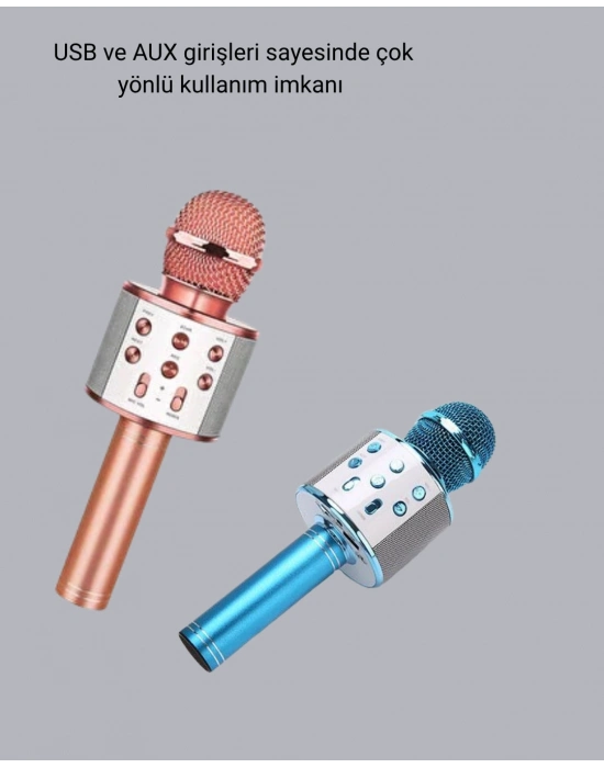 ® Taşınabilir Karaoke Mikrofon – Bluetooth, USB ve AUX Girişli