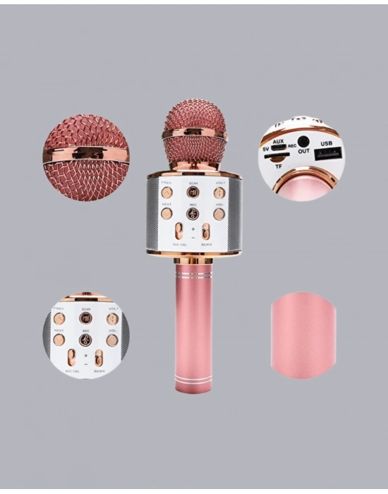 ® Taşınabilir Karaoke Mikrofon – Bluetooth, USB ve AUX Girişli