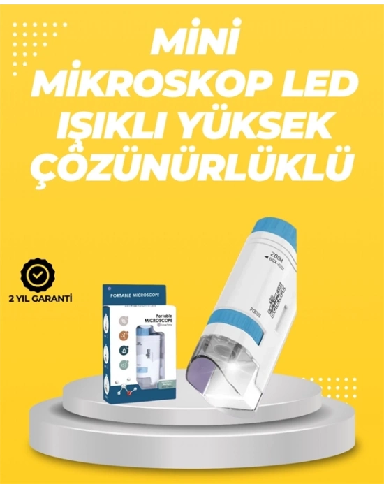 ® Taşınabilir LED Işıklı Cep Mikroskop – 80X–200X Büyütme
