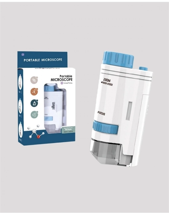 ® Taşınabilir LED Işıklı Cep Mikroskop – 80X–200X Büyütme