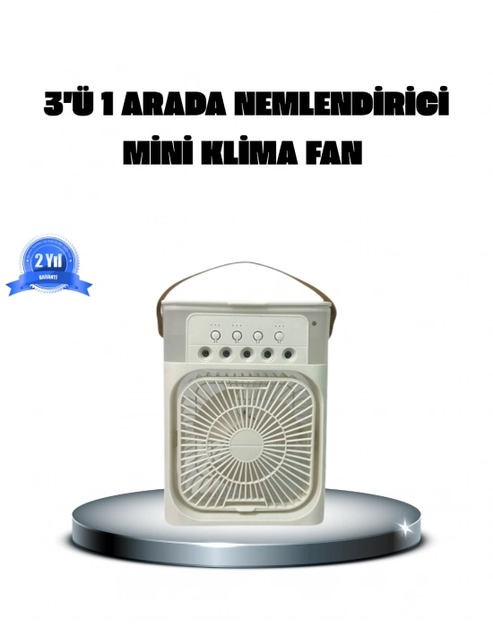 ® Taşınabilir Mini Klima Fan 3’ü 1 Arada Soğutucu, Nemlendirici ve Gece Lambası