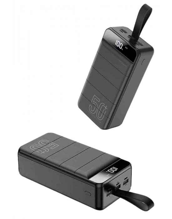® Taşınabilir Powerbank 50.000 mAh 4 Girişli Hızlı Şarj Led Göstergeli Fenerli Şarj