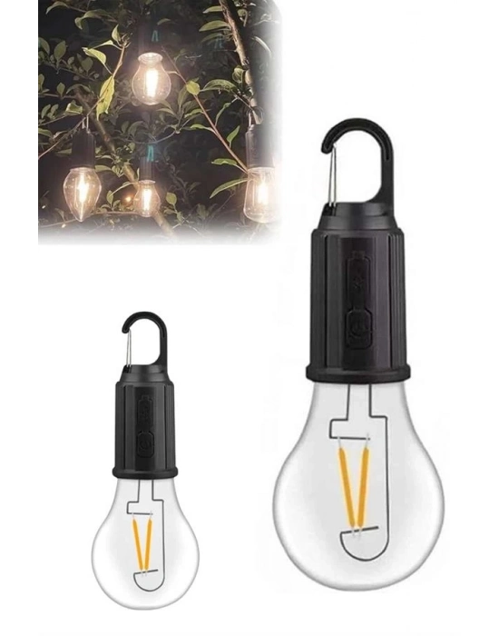 ® Taşınabilir Şarjlı Led Ampul Askılı Lamba Kamp Bahçe Lambası