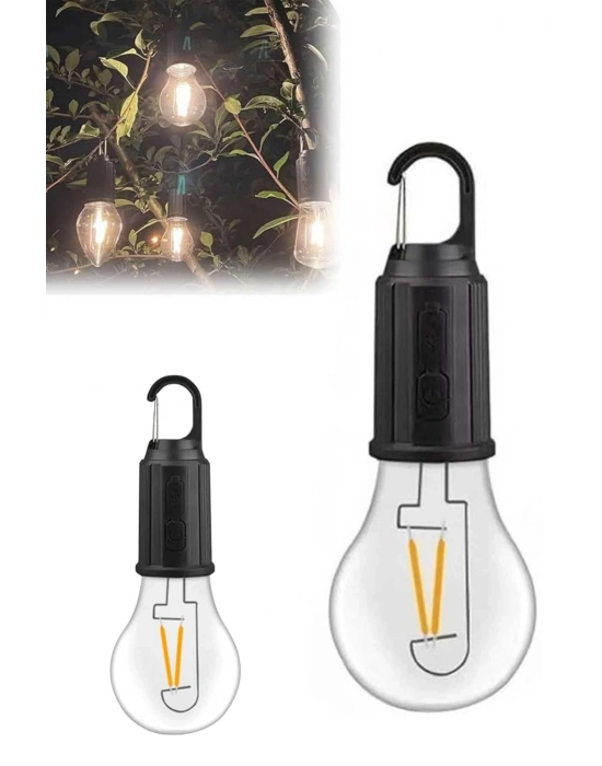 ® Taşınabilir Şarjlı Led Ampul Askılı Lamba Kamp Bahçe Lambası