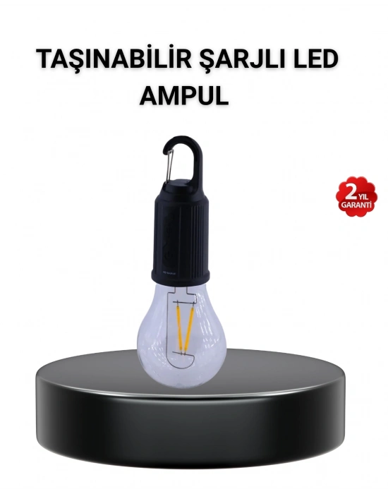 ® Taşınabilir Şarjlı LED Kamp Lambası – Type-C Girişli ve Kancalı Tasarım