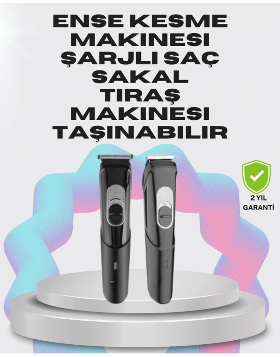 ® Taşınabilir Şarjlı Saç Sakal Tıraş Makinesi – 3 Taraklı, Sessiz ve Ergonomik