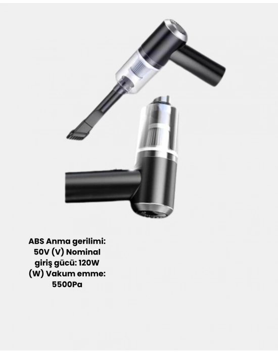 ® Taşınabilir Vakumlu Araç Süpürgesi – Katlanabilir Sap, Yıkanabilir Filtre, 120W Motor