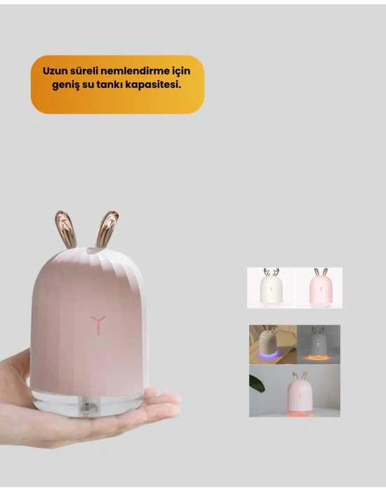 ® Tavşan Kulak Tasarımlı 200 ml USB Aroma Difüzör ve Hava Nemlendirici