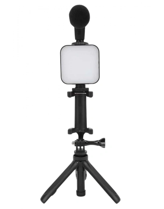 ® Telefon Tutucu Mini Mikrofonlu Tripod Vlog Çekim Video