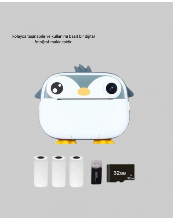 ® Termal Baskı Çocuk Kamerası HD Çekim USB Şarjlı Eğitici Oyuncak